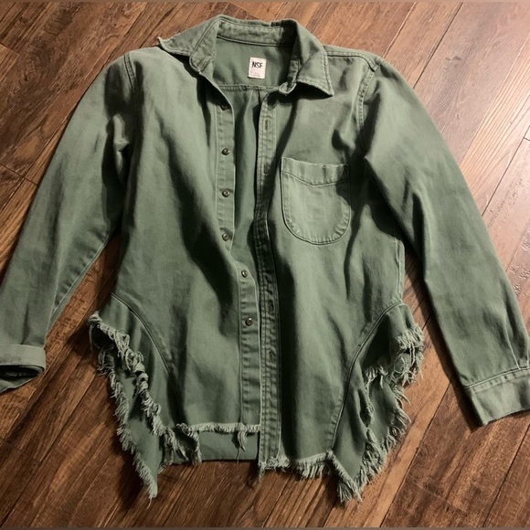 NSF RAHEL BUTTON UP FRAY TOP/ jacket revolve casual fall $280 boho designer - Picture 5 of 5